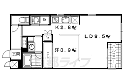 アーバネックス東山三条 3階1LDKの間取り