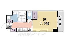 京都地下鉄東西線 京都市役所前駅 徒歩5分の賃貸マンション 3階1Kの間取り