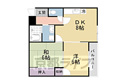 京都市営烏丸線 今出川駅 徒歩13分の賃貸マンション 4階2DKの間取り