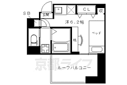 キャンパスヴィレッジ京都一乗寺 4階ワンルームの間取り