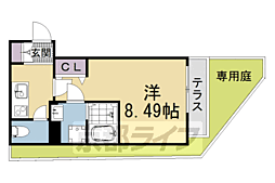 ヴィラ京大北　II 102 1階1Kの間取り