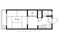 JR山陰本線 円町駅 徒歩11分の賃貸マンション 1階1DKの間取り