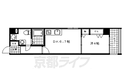 京都市営烏丸線 烏丸御池駅 徒歩7分の賃貸マンション 3階1DKの間取り