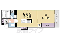 阪急京都本線 西院駅 徒歩5分の賃貸アパート 2階1LDKの間取り