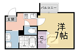 京都地下鉄東西線 西大路御池駅 徒歩8分の賃貸アパート 1階1Kの間取り