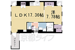 プランドール神宮丸太町 3階1LDKの間取り