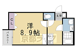 仮）左京区北白川西町計画 202 2階1Kの間取り