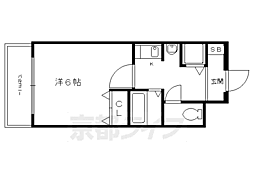 プレサンス京大東 2階1Kの間取り