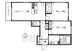 シャーメゾン　ドエル下鴨 1階2LDKの間取り
