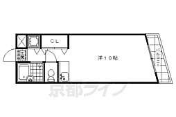 京都市営烏丸線 北大路駅 徒歩19分の賃貸マンション 3階ワンルームの間取り