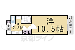JR山陰本線 二条駅 徒歩10分の賃貸マンション 1階1Kの間取り