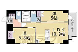 阪急京都本線 大宮駅 徒歩5分の賃貸マンション 6階2LDKの間取り