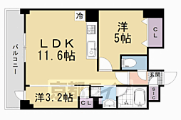 阪急京都本線 大宮駅 徒歩5分の賃貸マンション 6階2LDKの間取り