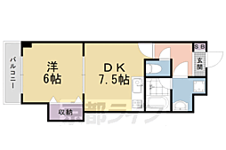 デュ四条 1DKの間取図画像