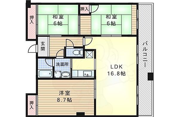 大阪府吹田市五月が丘北(賃貸マンション3LDK・1階・89.51㎡)の写真 その2