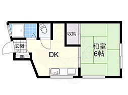 大栄ハイツA棟 1DKの間取図画像
