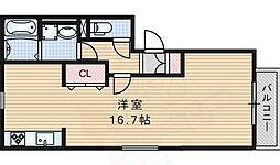 阪急京都本線 正雀駅 徒歩18分の賃貸アパート 2階ワンルームの間取り