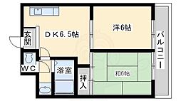 摂津第7マンション 2DKの間取図画像