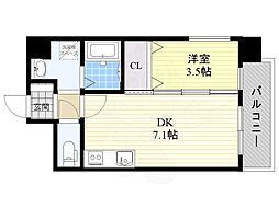 JR東海道・山陽本線 岸辺駅 徒歩6分の賃貸マンション 5階1DKの間取り