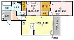 阪急京都本線 上新庄駅 徒歩8分の賃貸アパート 3階2LDKの間取り