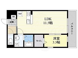 阪急京都本線 摂津市駅 徒歩10分の賃貸マンション 3階1LDKの間取り