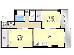 リバーパークアイワ 2DKの間取図画像