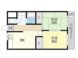 サンハイツ門口 2DKの間取図画像