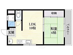 池田ハイツ 1LDKの間取図画像