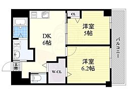 アイワステーションビル3号館 2DKの間取図画像