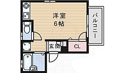 プリュムエトワール ワンルームの間取図画像