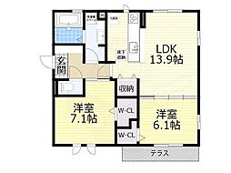 PastralCourtSenri 2LDKの間取図画像