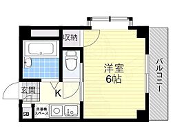 コリーヌ千里 1Kの間取図画像