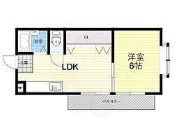 原町ハイツ 1LDKの間取図画像