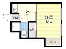 フローラ岸部 1Kの間取図画像