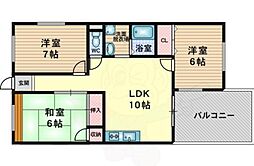 東佐井寺ハイツ 3LDKの間取図画像
