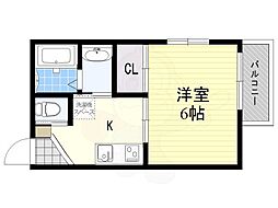 ハピネス高城 1Kの間取図画像