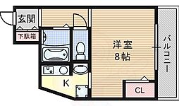 ルミナス岸部 ワンルームの間取図画像