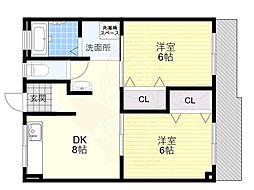 寿ハイツ 2DKの間取図画像