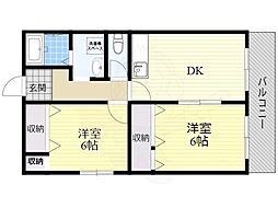 千里ロイヤルハイツ 2DKの間取図画像