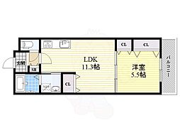 クリエオール別府 1LDKの間取図画像