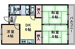 グリーンハイツ正雀 3DKの間取図画像