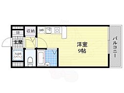 エクセレント上新13 ワンルームの間取図画像
