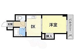 正雀グランドハイツ北 1DKの間取図画像