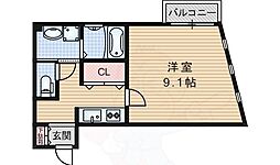 ケイエム・ワンビル 1Kの間取図画像