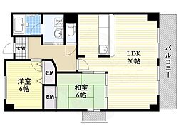グリーンハイム千里2 2LDKの間取図画像