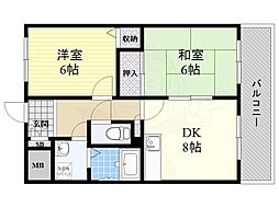 プランドール千里丘 2LDKの間取図画像