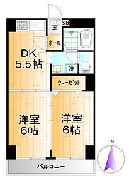 マエストーゾフィガー 2DKの間取図画像