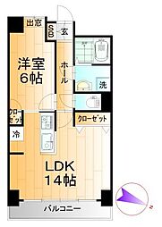 フォーシーズン開成山公園 1LDKの間取図画像
