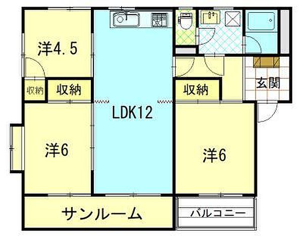 フォレストパーク ｜秋田県秋田市川元開和町(賃貸マンション3LDK・2階・76.13㎡)の写真 その2