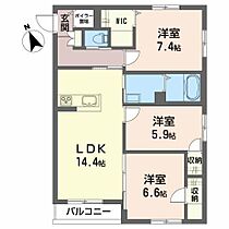 カーサレジオ千秋 305 ｜ 秋田県秋田市千秋城下町（賃貸マンション3LDK・3階・77.12㎡） その2